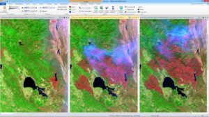Landsat-8 imagery of Mendocino Complex fires, California