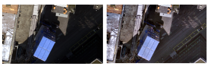 Before-and-after using the Enhance Contrast Using CLAHE operator in ERDAS IMAGINE